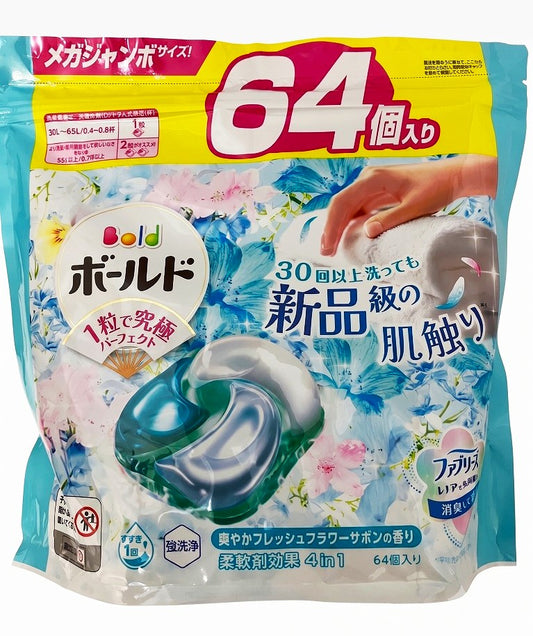 P＆G ボールド ジェルボール4D フレッシュフラワーサボンの香り つめかえ用 メガジャンボ 64個入【5点セット】