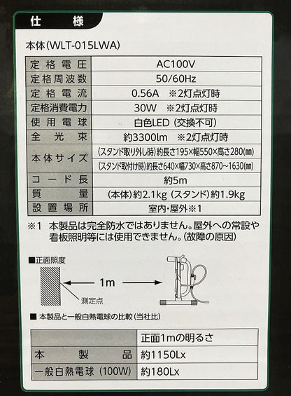 EARTH MAN　LEDワークライト 15W×2灯 WLT-015LWA