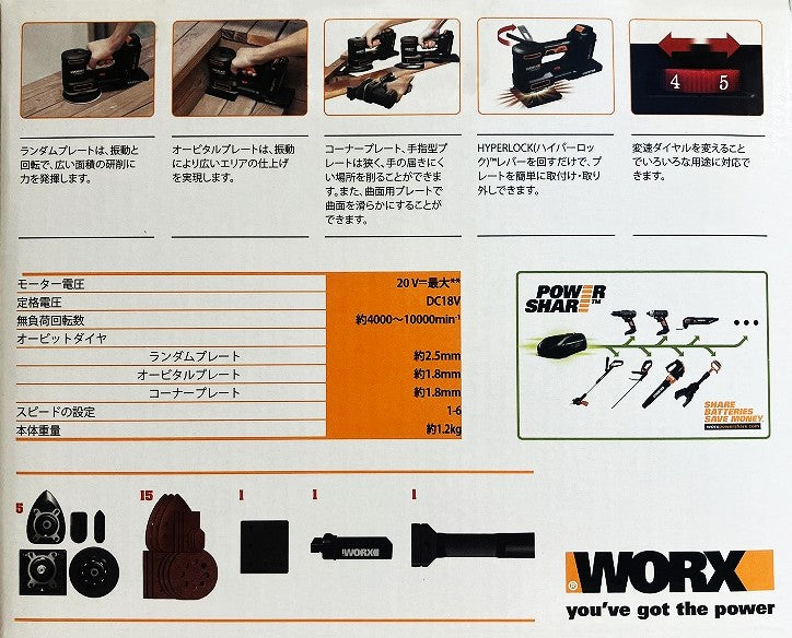 WORX コンボキット Dセット（ドリルドライバー+マルチサンダー+LEDライト）