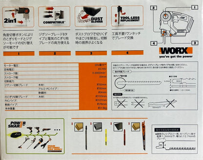 WORX コンボキット Fセット（スイッチドライバー+ジグソー＆のこぎり）