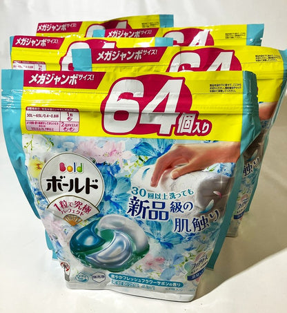 P＆G ボールド ジェルボール4D フレッシュフラワーサボンの香り つめかえ用 メガジャンボ 64個入【5点セット】