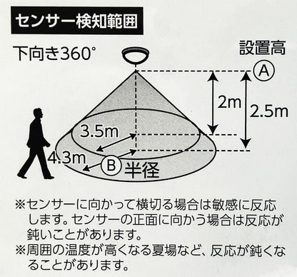 E-Bright　センサー付きLED薄形ミニシーリングライト60形（昼光色）710㏐